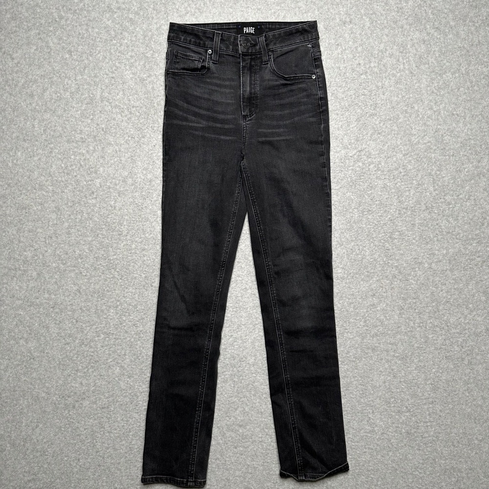 PAIGE Sarah Slim High Rise Jeans Faded Black Size 24 Slim Leg Denim Pants